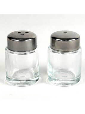 12 Mini Crate & Barrel Individual Salt & Pepper Shakers Glass Cylinders Set 6 Pa